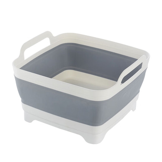 Yusenyi retractable vegetable basket household rotating drainage storage basin kitchen folding vegetable basin for washing fruits and vegetables gray white