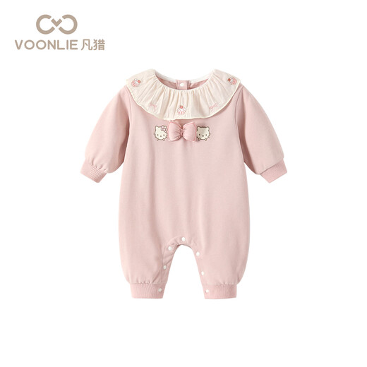 Fanxian baby clothes, spring clothes, newborn baby girl jumpsuit, one-piece full moon, hundred days, fashionable princess romper, spring and autumn, pink 66cm