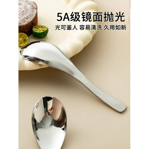 Shuke Children's Spoon Food Grade Stainless Steel Small Spoon Household Short Handled Delicate Spoon Personal Spoon Cute Affordable Bear Round Bottom Spoon - Large Size 6 Count