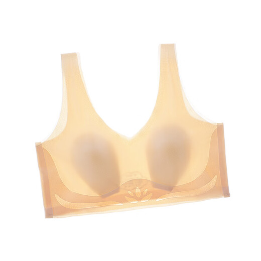 Thin Rabbit Ears Seamless Underwear Women's Cool Breathable Semi-Fixed Vest Style Big Breast Showing Small Bandeau Bra Black M Size Recommended 80-100Jin Jin is equal to 0.5kg
