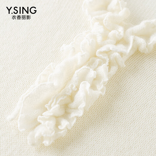 Yixiang Liying White Fungus Collar Sweater Women's 2026 Spring New Loose Lazy Lyocell Wool Top White S