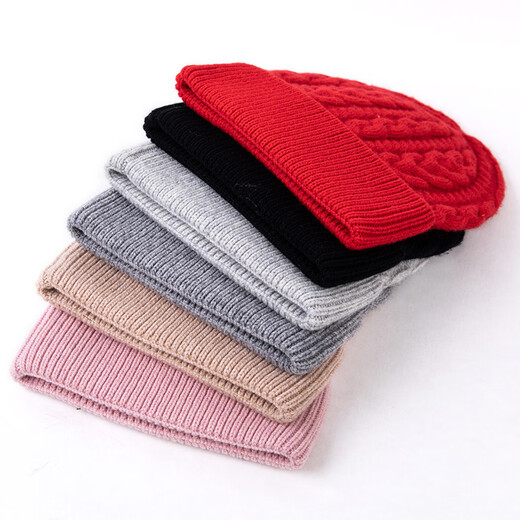 Hengyuanxiang Fashion Solid Color Wool Knitted Hat Women's Autumn and Winter New Warm Baotou Ear Protective Wool Hat Black One Size