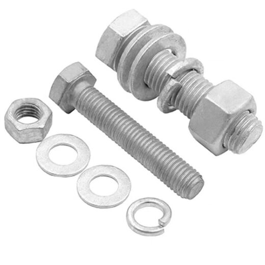 National standard 88 grade hot-dip galvanized external hexagonal bolt set hot-dip galvanized power photovoltaic screw with flat spring washer combination M8*351000 set