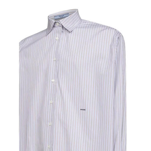 PRADA Women's Shirt Breathable and Comfortable Cotton Striped Commuting Daily Top Simple White One Size | IT-48