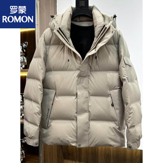 罗蒙（ROMON）高端羽绒服男2025冬季新款时尚轻奢帅气休闲加厚连帽保暖短外套潮 黑色 XL 180 145--155斤