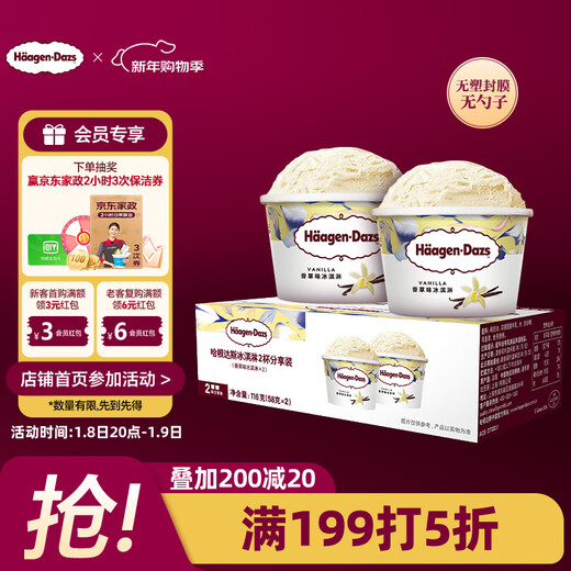 Haagen-Dazs classic vanilla ice cream 2 cups sharing size 116g total
