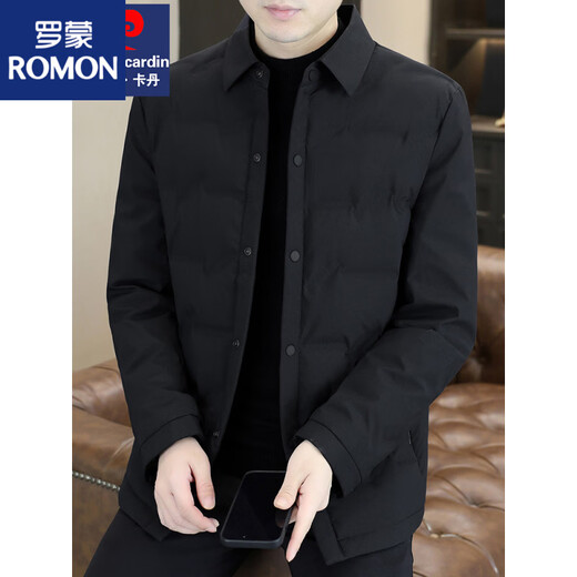 罗蒙（ROMON）鹅绒2025冬季新款男士轻薄羽绒服商务休闲爸爸装高端外套 5858藏青色【鹅绒羽绒服】 M 体重90-115斤