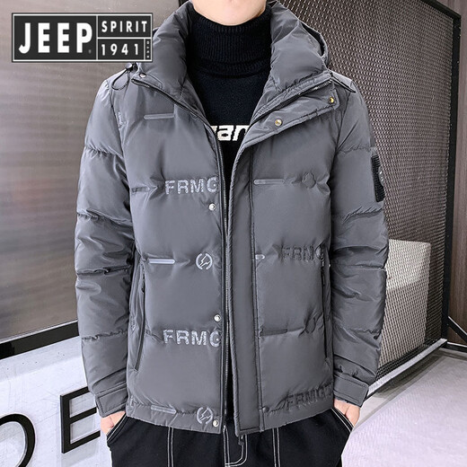 JEEP SPIRIT Jeep down jacket men's winter trendy brand 2025 hooded thickened work clothes handsome warm and cold weather clothing versatile outer 8003 down jacket black 3XL