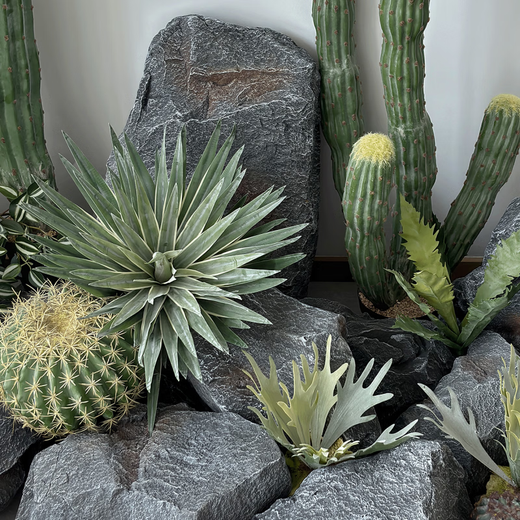 Irregular PU fake stone foam sculpture rockery shopping mall landscaping shooting window hotel green plant landscape stone ornaments yellow 4