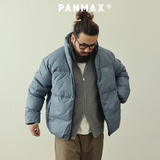 PANMAX PANMAX модный бренд больших размеров, мужское теплое короткое пальто на утином пуху, пальто с воротником-стойкой, легкий пуховик, куртка светло-синего цвета 6XL