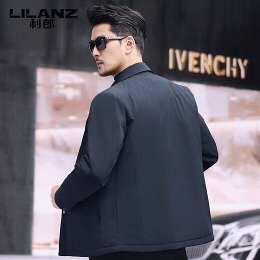 LILANZ Men's Thin Down Jacket 2025 Dad Winter Goose Down Jacket Business Lapel Jacket Gray Green M 170