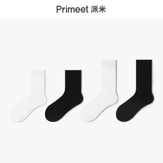 Pami (pami) black and white socks for women spring and summer style pile socks mid-tube socks thin confinement sweat-absorbent breathable loafers leather shoes cotton socks 16cm off-white_four pairs 4 pairs one size fits all sizes 35-39 priority delivery