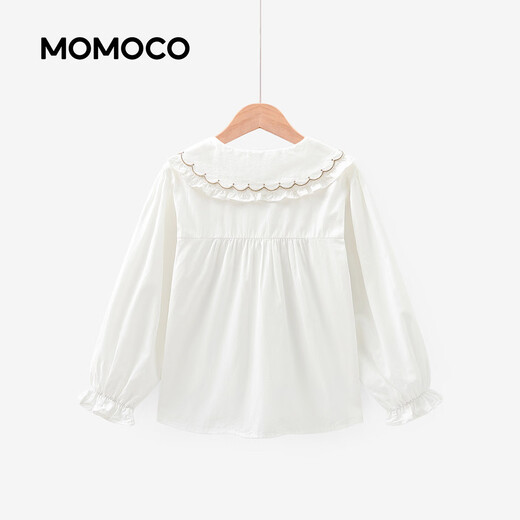 Mamie Maka (MOMOCO) children's clothing girls' shirts 2026 spring style medium and large children's fashionable and versatile sweet shirts white 110