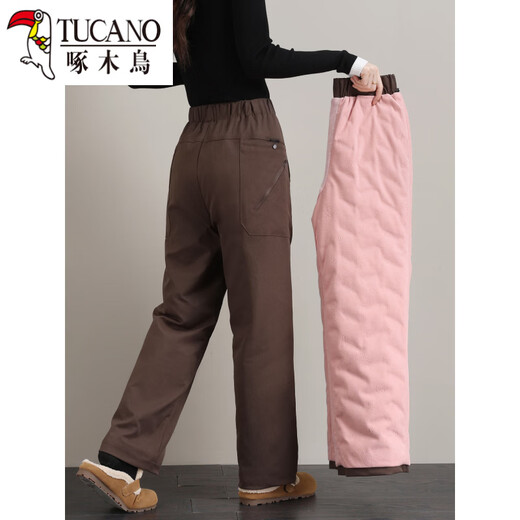 Woodpecker (TUCANO) straight down pants women's outer wear winter 2026 new thickened brown mother's cold and windproof northeastern cotton pants for the elderly card color one size fits all 2796-105Jin Jin is equal to 0.5 kg