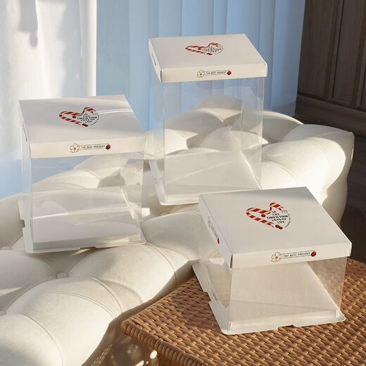 Fantasy transparent birthday cake box packaging box 4 inches four 6 six 8 eight 10 ten 12 14 inches double layer packaging Transparent Alice 50 sets 12 inches double layer 33.5x33.5x25