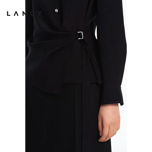 LANCY silk LANCY/Langzi 2026 spring new design waist commuting high-end slim shirt for women black M