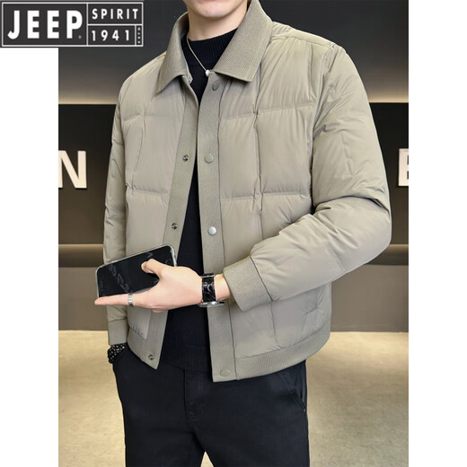 JEEP Высококлассный мужской пуховик Jeep, зима 2026, новинка, теплая куртка на белом утином пуху со съемными лацканами, мужская повседневная черная L