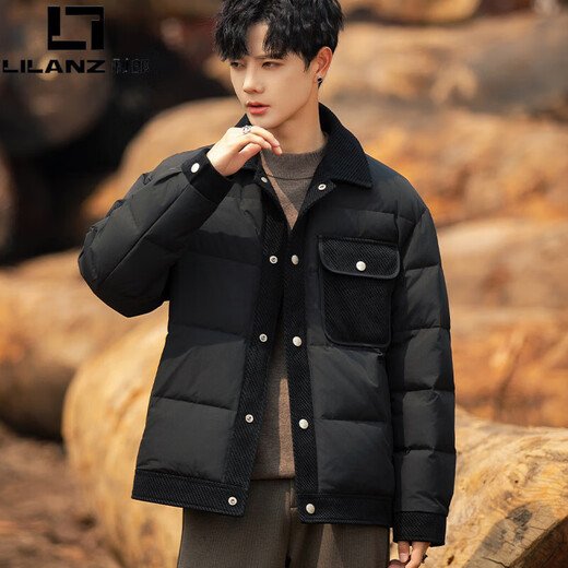 LILANZ Chaqueta de plumón con solapa para hombre Invierno 2025 Nueva ropa de trabajo informal Chaqueta de plumón de pato blanca cálida y moderna Marrón XL 130-150