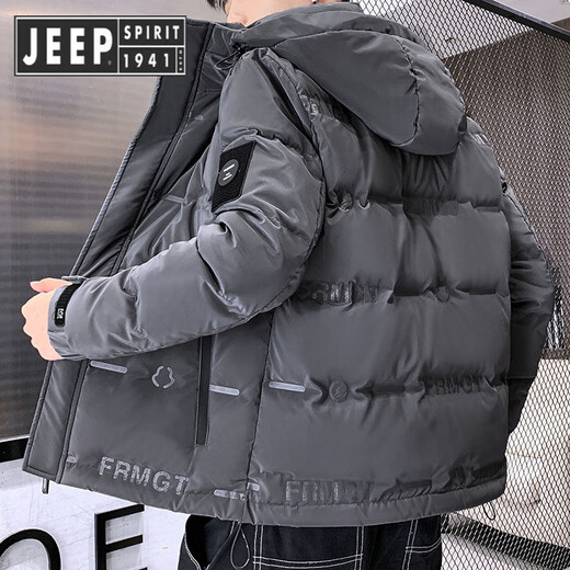 JEEP SPIRIT Jeep down jacket men's winter trendy brand 2025 hooded thickened work clothes handsome warm and cold weather clothing versatile outer 8003 down jacket black 3XL