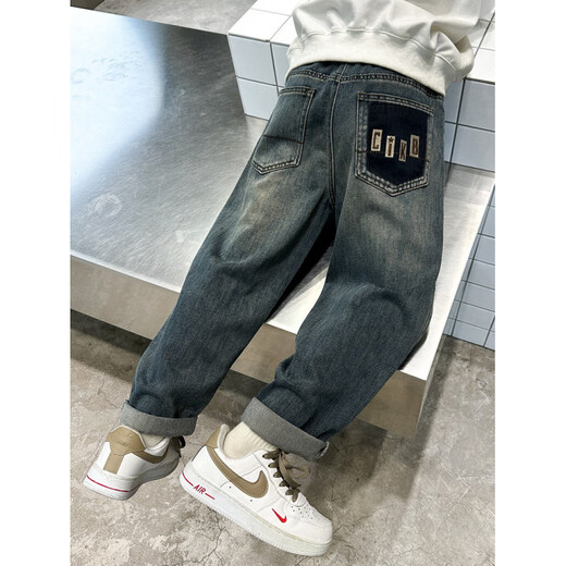 HAL.DUCK Children's Clothing Men's Jeans 2026 Spring and Autumn New Medium and Large Size Children's Clothing Men's Versatile Autumn Pants Casual Trend Blue Spring and Autumn Style 120 cm