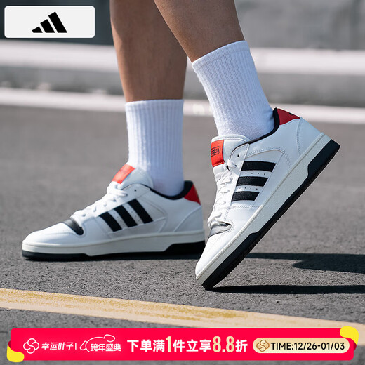 Adidas Men's Shoes 2025 Winter New Sports Shoes Trendy Low-top Sneakers Casual Shoes KK1283/White/Black/Red 43