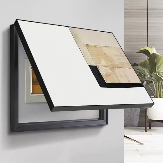 
Huaixue Wasabi wind meter box decoration painting cover distribution box minimalist black white and gray hole-free power switch art hanging painting JD12107 55*45cm (block 45*35) lift the cover black frame