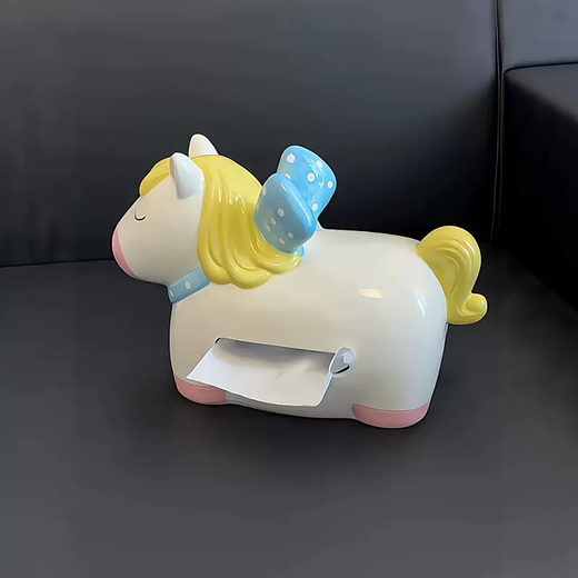 Yusenyi Carousel Tissue Box Ceramic Home Napkin Storage Box 2026 Year of the Horse Decorative Living Room Desktop Ornaments (1 Pack) Purple Eggplant