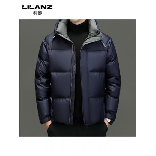 利郎（LILANZ）防风保暖男士羽绒服中青年时尚休闲短款鹅绒连帽加厚外套男面 黑色 14XL (190)