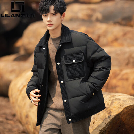 LILANZ Chaqueta de plumón con solapa para hombre Invierno 2025 Nueva ropa de trabajo informal Chaqueta de plumón de pato blanca cálida y moderna Marrón XL 130-150