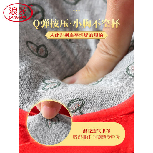 LangSha (LangSha) Big Red Zodiac Year Underwear Set for Women with Small Breasts Pushed Up No Wires for the Year of the Horse 2026 Wedding Sexy Bra Wealth and Fortune Single Piece 80A 36B Full Cup (Small Breasts Pushed Up)