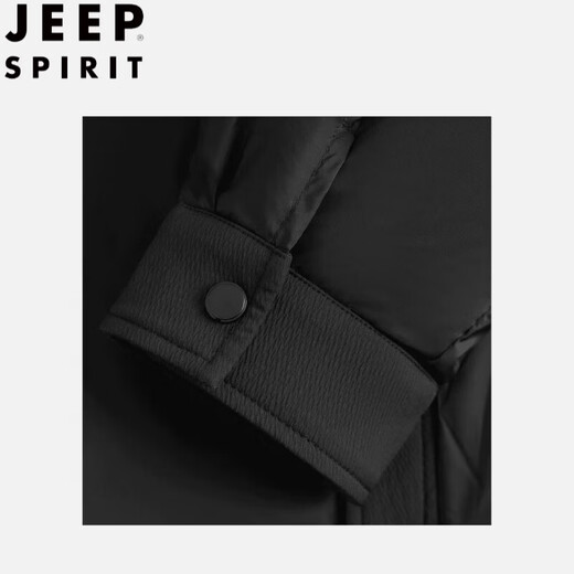 JEEP SPIRIT Autumn and Winter New White Duck Down Men's Down Jacket Lapel Fashion Versatile Warm Loose Windproof Jacket Short Simple Black L