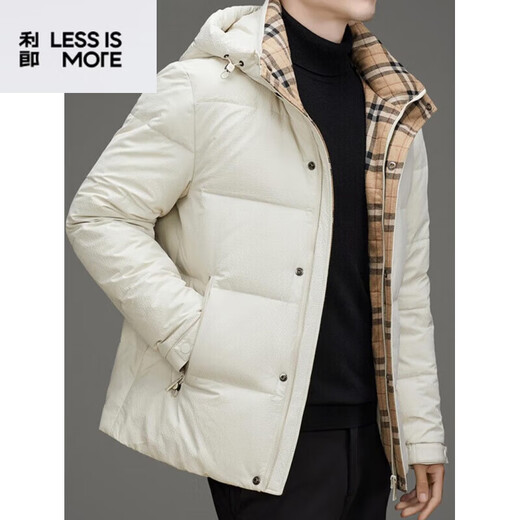丨Lilang丨Lilang Men's Down Jacket Winter New Business Casual Middle-aged Stand Collar Hooded White Duck Down Men's Warm Jacket Black M 170