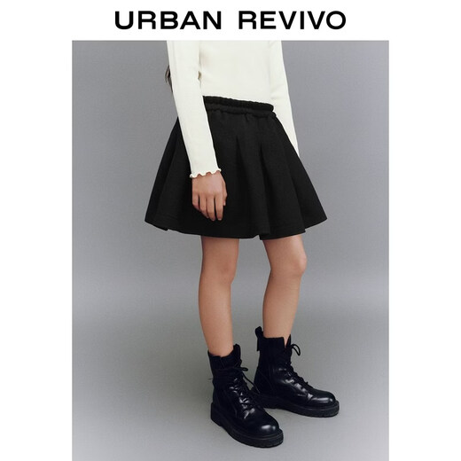 UR2026 Spring New Children's Clothing Girls Urban Elastic Waist Pleated Super Loose Skirt UGU560001 Black 110