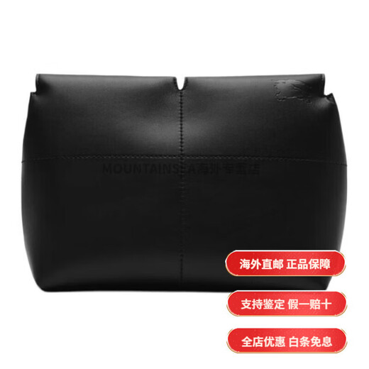 BURBERRY design classique de couleur unie, pochette en cuir de veau lisse, même style pour homme et femme, tenue basique noire (sac + dust bag)