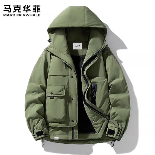 MARK FAIRWHALE Hong Kong style retro casual down jacket men's 2026 spring new warm and comfortable thickened anti-cold tide brand top black 85% white duck down M recommended 105-120 Jin Jin equals 0.5 kg
