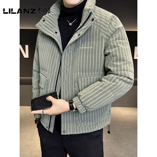 利郎（LILANZ）官方羽绒服男款竖条纹高端免洗2025新款痞帅保暖防寒服休闲外套冬 藏青色-旗舰款 3XL (175-190)斤
