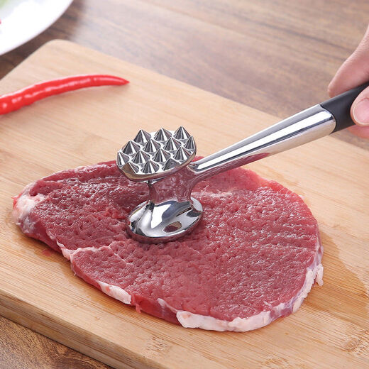 Pick-up cat double-sided meat hammer steak hammer tenderizer needle stainless steel zinc alloy pounding pork chop German meat hammer tool solid double-sided large and small teeth