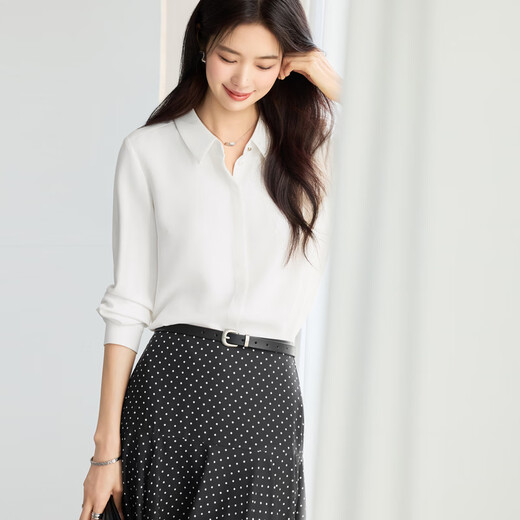 Eveli (eifini) Zhu Zhu endorsement, ten years of best-selling, not easy to wrinkle, simple, must-have shirt for work, women's spring and autumn commuting white top, original white, M 100-110Jin Jin is equal to 0.5 kg
