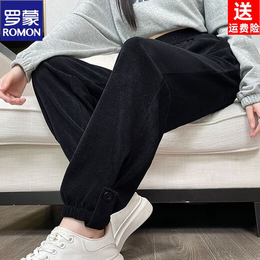 ROMON Chenille sweatpants for women autumn and winter 2026 new radish harem sweatpants corduroy pants plus velvet casual pants khaki 232 M recommended 98-110Jin Jin equals 0.5 kg