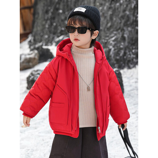 HAL.DUCK Down Jacket Boys' Cotton Clothes Winter Clothes New Style Handsome Street Children's Padded Cotton Clothes Winter Cool and Handsome Boys' Thickened Cotton Cotton Clothes Style Coffee Colored Cotton Clothes Jackets (Padding) 130 cm