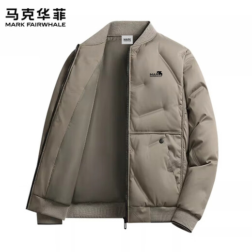 MARK FAIRWHALE Hong Kong style retro casual down jacket men's 2026 spring new loose warm simple fashionable cold-proof top haze blue official authentic M recommended 90-110Jin Jin equals 0.5 kg