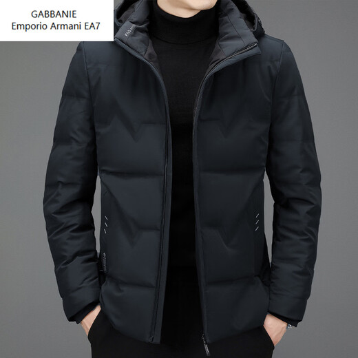 Emporio Armani EA7 Armani winter men's down jacket new style removable stand-up collar hooded men's white duck down thickened warm jacket shrimp green L 175 suitable for 120-135Jin Jin equals 0.5 kg