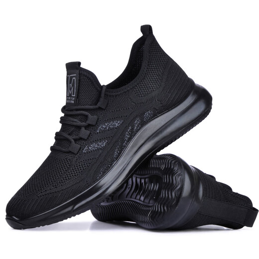 
Qianhongfu summer breathable middle-aged and elderly casual sports shoes men's mesh black work shoes cloth shoes men's single shoes spring and autumn shoes men's shoes A03-6630 black 42