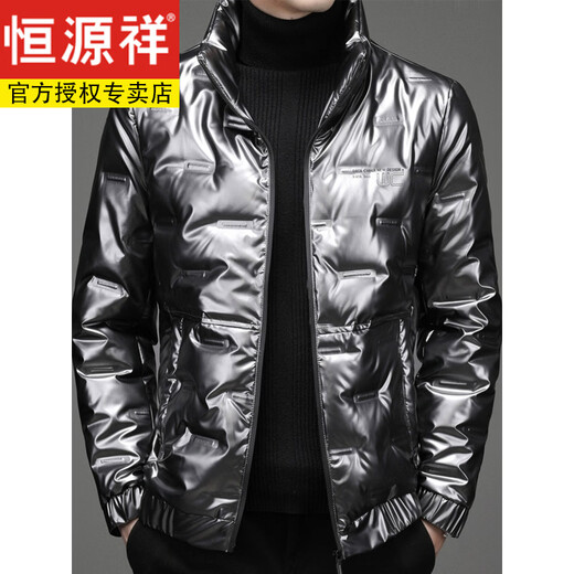Hengyuanxiang no-wash winter duck down down jacket men's short shiny lightweight warm waterproof three-proof jacket Jiaxing Pinghu black M 170