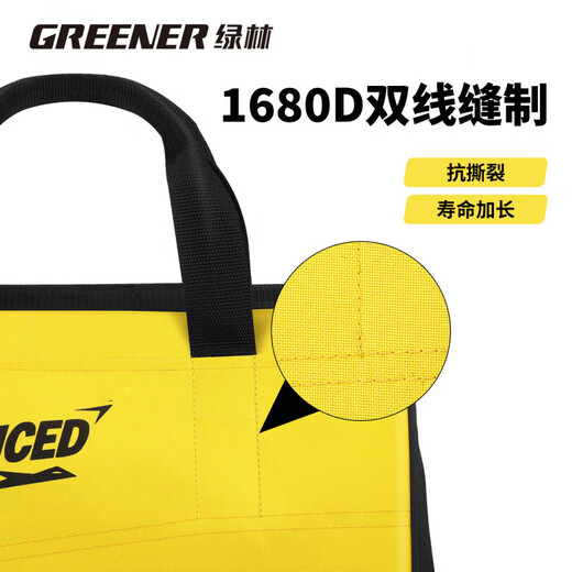 GREENER Electrician's Tool Bag, Sturdy and Durable Storage Bag, Portable Thickened Wear-Resistant Canvas, Hardware Installation, Portable Large 24 Inch - Bumblebee Functional Tool Bag