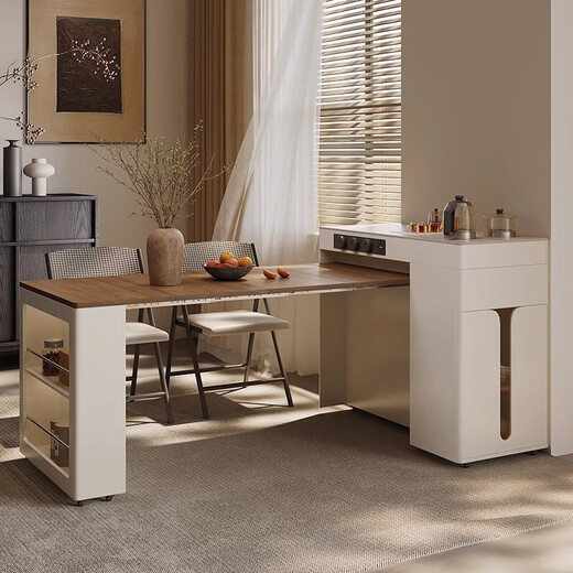 Gejia German quality travertine slate dining table removable telescopic folding sideboard island dining table for home use telescopic folding dining table + folding dining chairs*2 island tea stove 750m 2100x800xm