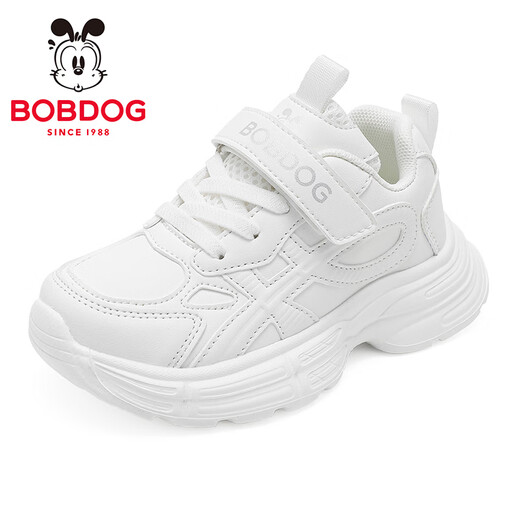 BOBDOG Children's Shoes Boys White Sports Shoes 2026 Spring New Campus Shoes Boys and Girls White Shoes White 26 Suitable for Feet Length 15.4CM