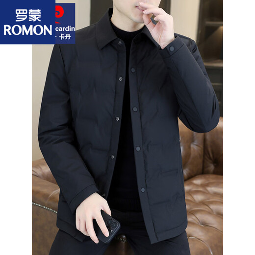 罗蒙（ROMON）鹅绒2025冬季新款男士轻薄羽绒服商务休闲爸爸装高端外套 5858藏青色【鹅绒羽绒服】 M 体重90-115斤
