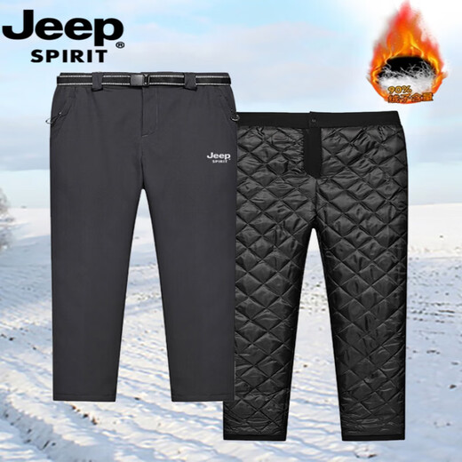 JEEP SPIRITJEEP Джип-пуховики мужские зимние уличные северо-восточные морозостойкие плюс бархатные утолщенные ветрозащитные теплые повседневные прямые брюки черные 6XL
