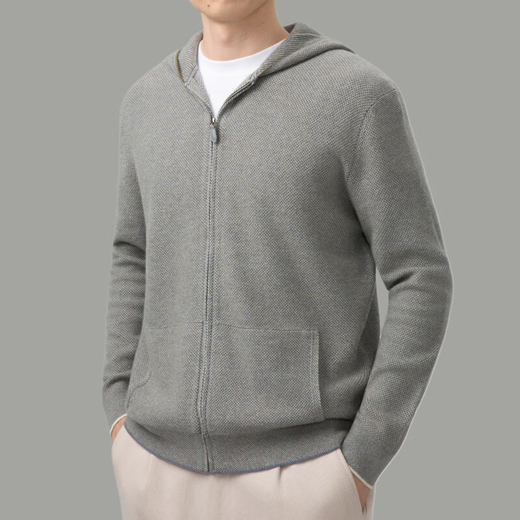 Wirpta high-end brand wool cardigan men's spring and autumn new fashion casual hooded warm light luxury old money zipper sweater yellow brown (spot Suda) L